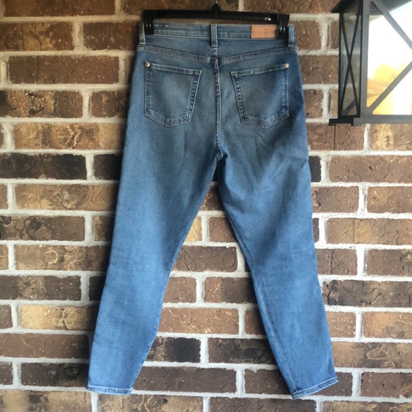 7 For All Mankind Luxe Vintage High Waist Ankle Skinny Rose Gold Stripe Jeans - Picture 7 of 10